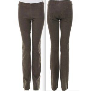 THE ROW sz Small leather pants leggings greige straight leg
